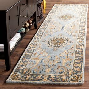 SAFAVIEH Empire Collection 2'6" x 8' Blue EM459C Handmade Traditional European Premium Wool Runner Rug