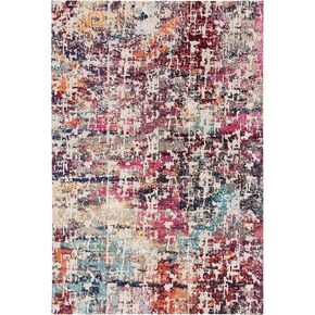 SAFAVIEH Madison Collection Runner Rug - 2'2" x 6', Red & Light Blue, Modern Abstract Design, Non-Shedding & Easy Care, Ideal for High Traffic Areas in Living Room, Bedroom (MAD458C)