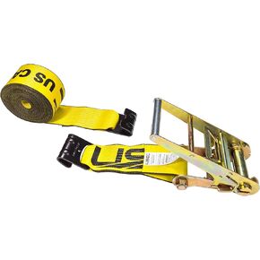 US Cargo Control 4 Inch Flat Hook Ratchet Straps (2-Pack), 4 Inch x 27 Foot, Heavy Duty Ratchet Straps with Flat Hooks, 5,400 lbs. Working Load Limit, Heavy Duty Tie Down Straps for Flatbed Trailer