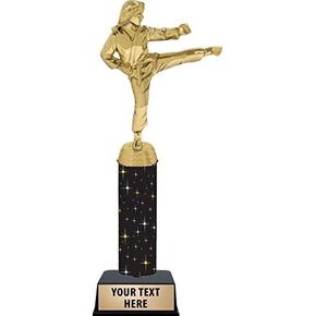 11" Karate Female Trophies - Black Midnight Karate Female Trophy Awards Prime