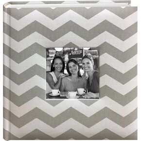 Pioneer Photo Albums Chevron Fabric Frame Cover Photo Album 200 Pockets Hold 4x6 Photos, Gray