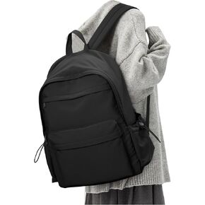 Cute Backpack for Women Men, Waterproof High School Laptop Backpack, Multifunction Casual Daypack, Classic Basic College Backpack, Middle School Bookbag for Teen Girls Boys, Beige