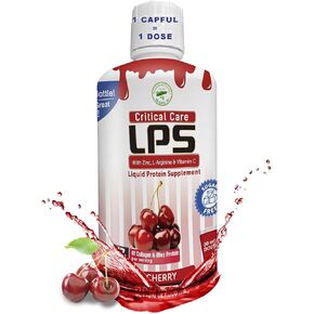 Nutritional Designs LPS Liquid Collagen & Whey Protein Supplement - Non-GMO Drink, Sugar-Free - Promotes Healthy Skin & Hair for Men & Women (Cherry, Critical Care)