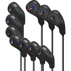 Golf Club Head Covers | Set of 10 | Iron Covers | Wedge Covers | Washable | Easy On & Off | Anti-Slip | Customized | Wear-Resistant | 7 Pcs Iron and 3 Pcs Wedge Covers | EVA