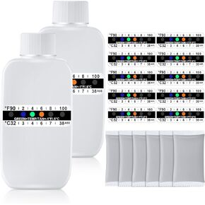 18pcs Urine Test Complete Kit Includes 2pcs 3.3oz/100ml Translucent Bottle, 10pcs Adhesive Urine Temperature Test Strips, 6pcs Warmer Pack for Urine Insulation, Portable Urine Test Kit at Home