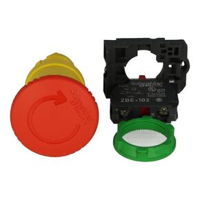 XB5AS8442 | SCHNEIDER RED ?40 Emergency Stop PUSHBUTTON, ?22 Fixing, Latching Turn Release, 1N/C Contact