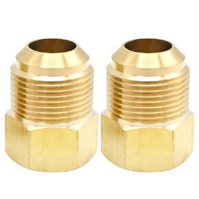 2 Pcs 3/4 SAE Male 5/8 SAE Female Brass Flare Tube Fitting, Pipe Fitting Reducer Gas Adapter Hex Coupling with Tape, Plumbing HVAC Fuel Oil Air Natural Gas Line Pipe Fitting
