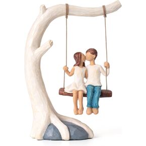 Romantic Couple Swing Statue.Kissing Sculpture Anniversary Wedding Gifts for couple,Valentine's Day and birthday Gifts for Wife or Girlfriend.Sweet Home Decoration. Conveying Love's Romance and Warmth