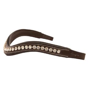 Exion Horse Browband for English Bridle | Curved Shape Soft Padded Browband with Crystal Bling Horse Browband for Show & Dressage | White Crystal Browband