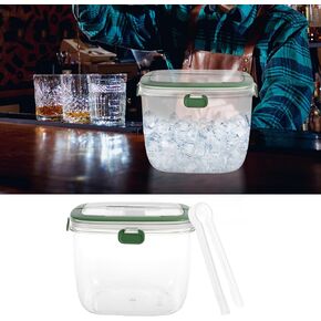 5L Portable Freezer Ice Storage Bin Ice Bucket for Freezer with Lid & Tong for Outdoor Camping, Plastic Clear Refrigerator Ice Cube Trays Storage Bin for Whiskey Wine Cocktail Party