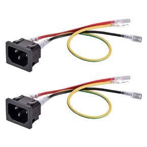 uxcell C14 Panel Mount Plug Adapter AC 250V 10A 3 Pins IEC Inlet Module Plug Power Connector Socket with 3 Wires Pack of 2