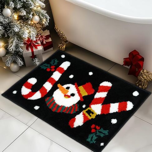 Mocsicka Christmas Bath Mat Cute Christmas Joy Bathroom Rugs Christmas Bathroom Decor Non Slip Bathroom Mat Joy Absorbent Washable Bath Rugs for Bathroom 20x32 inches in Kuwait