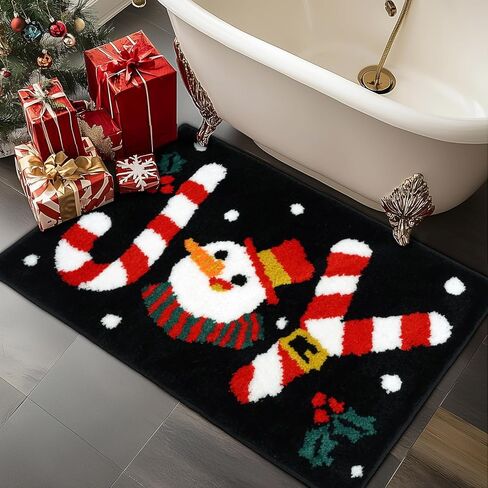 Mocsicka Christmas Bath Mat Cute Christmas Joy Bathroom Rugs Christmas Bathroom Decor Non Slip Bathroom Mat Joy Absorbent Washable Bath Rugs for Bathroom 20x32 inches in Kuwait