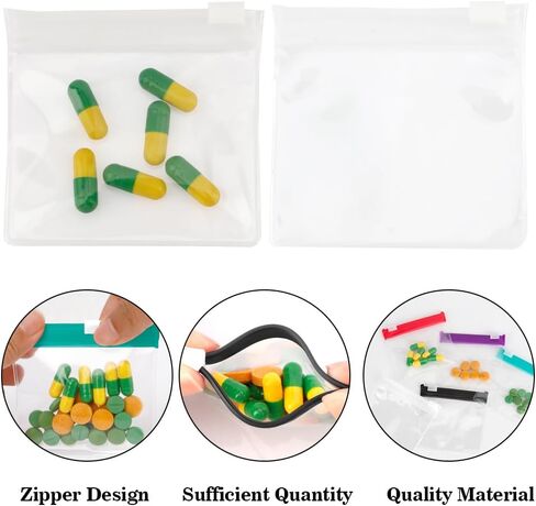 Pill Pouches for Medicine, 24 PCS Plastic Pill Bags with Slide Lock, Pill Bags for Travel Reusable Tiny Mini Small Ziplock Bags for Pills Packs Zipper Pouch Medicine Bag for Pills Storage(Clear) in Saudi Arabia