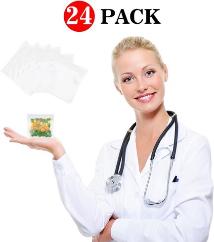 Pill Pouches for Medicine, 24 PCS Plastic Pill Bags with Slide Lock, Pill Bags for Travel Reusable Tiny Mini Small Ziplock Bags for Pills Packs Zipper Pouch Medicine Bag for Pills Storage(Clear) in Saudi Arabia
