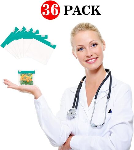أكياس حبوب الدواء للطب، 24 قطعة من أكياس حبوب الدواء البلاستيكية مع قفل منزلق، أكياس حبوب منع الحمل للسفر، أكياس صغيرة بسحاب قابلة لإعادة الاستخدام لحزم حبوب الدواء، حقيبة دواء بسحاب لتخزين الحبوب (شفاف) in Kuwait