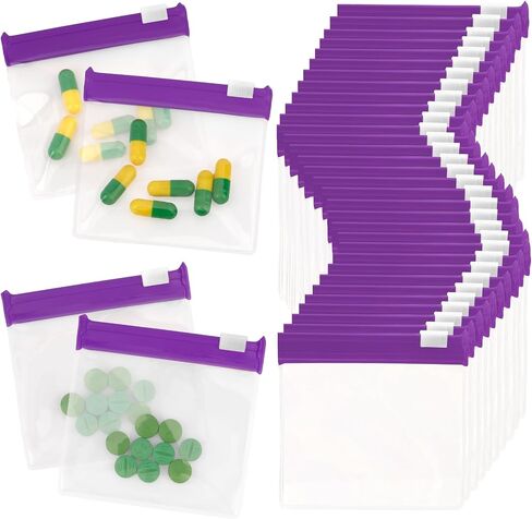Pill Pouches for Medicine, 24 PCS Plastic Pill Bags with Slide Lock, Pill Bags for Travel Reusable Tiny Mini Small Ziplock Bags for Pills Packs Zipper Pouch Medicine Bag for Pills Storage(Clear) in Saudi Arabia