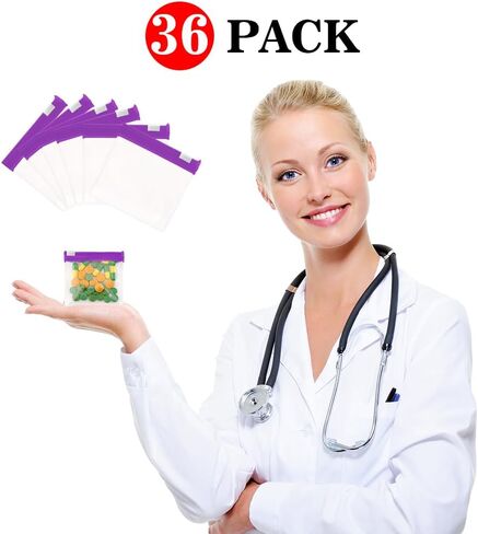 Pill Pouches for Medicine, 24 PCS Plastic Pill Bags with Slide Lock, Pill Bags for Travel Reusable Tiny Mini Small Ziplock Bags for Pills Packs Zipper Pouch Medicine Bag for Pills Storage(Clear) in Saudi Arabia