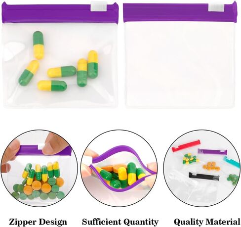 Pill Pouches for Medicine, 24 PCS Plastic Pill Bags with Slide Lock, Pill Bags for Travel Reusable Tiny Mini Small Ziplock Bags for Pills Packs Zipper Pouch Medicine Bag for Pills Storage(Clear) in Saudi Arabia