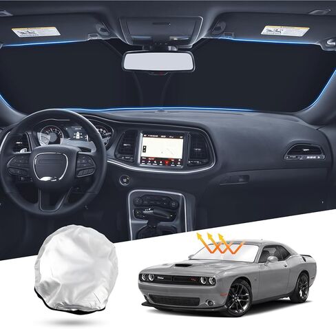 T TGBROS Windshield Sun Shade Custom Fit for 2022-2023 GMC Hummer EV Accessories Foldable Sun Shield Reflective Polyester Sun Visor Cover Block Heat and Sun Protection in Kuwait