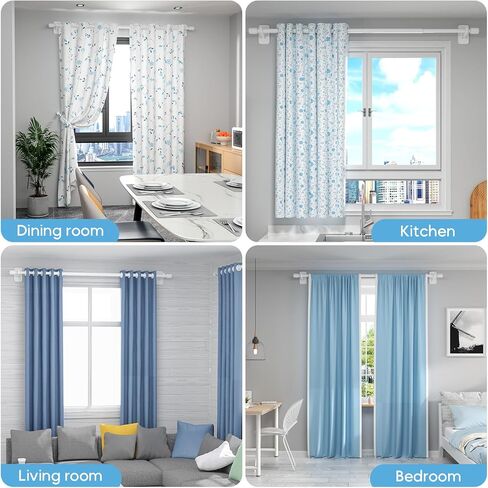 AIZESI قضبان الستارة بدون حفر للنوافذ من 22 إلى 43 بوصة، قطر 1 بوصة قضيب ستارة شد قابل للتعديل بدون حفر مجموعة قضيب ستارة صغير بين قوسين لاصقين، أبيض in Kuwait