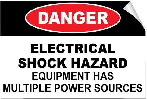 Danger Electrical Shock Hazard Multiple Power Source Label Decal Sticker 7 Inches X 5 Inches in Kuwait