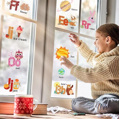 Animal Alphabet Numbers Colour Decals Stickers, ULENDIS ABC Letters Pens Space Planets Educational Wall Decals, Peel and Stick Removable Wall Decors for Toddlers Classroom Bedroom Nursery Playroom in Saudi Arabia