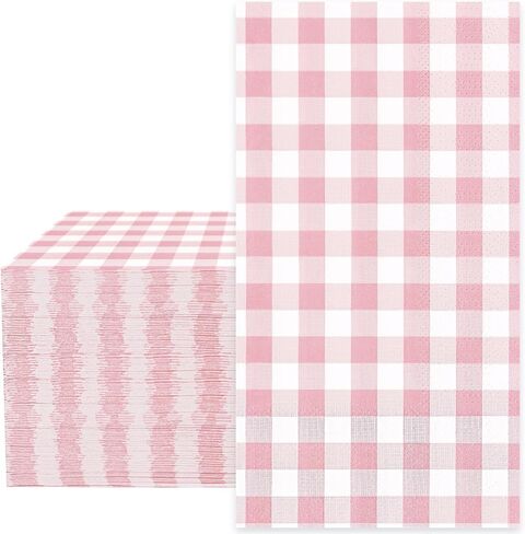 Whaline Terracotta Guest Napkins Buffalo Plaid Disposable Paper Pack 3 Ply Wedding Dinner Hand Napkin Towel for Wedding Birthday Bride Shower Party Supplies Table Decorations, 80Pcs in Saudi Arabia