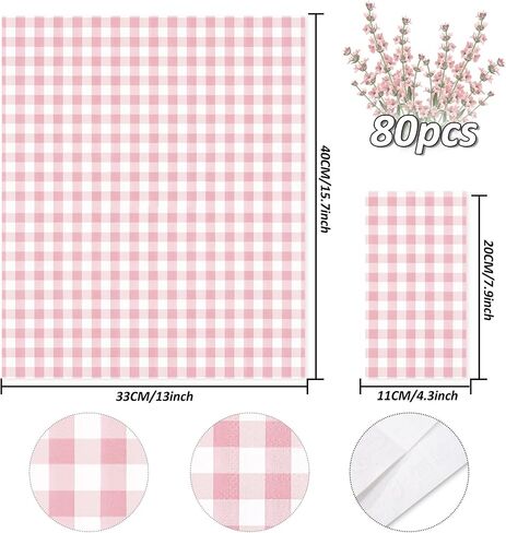 Whaline Terracotta Guest Napkins Buffalo Plaid Disposable Paper Pack 3 Ply Wedding Dinner Hand Napkin Towel for Wedding Birthday Bride Shower Party Supplies Table Decorations, 80Pcs in Saudi Arabia