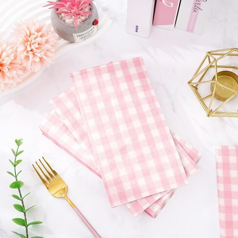 Whaline Terracotta Guest Napkins Buffalo Plaid Disposable Paper Pack 3 Ply Wedding Dinner Hand Napkin Towel for Wedding Birthday Bride Shower Party Supplies Table Decorations, 80Pcs in Saudi Arabia