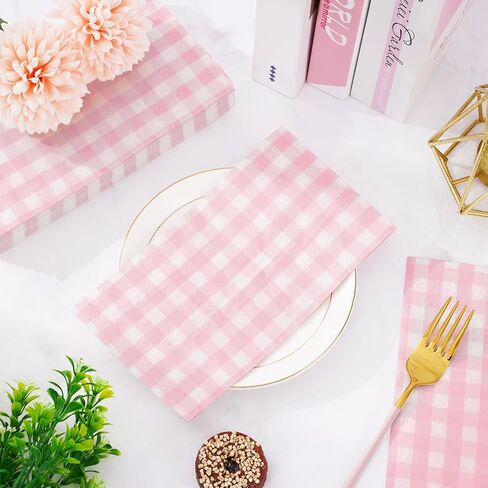 Whaline Terracotta Guest Napkins Buffalo Plaid Disposable Paper Pack 3 Ply Wedding Dinner Hand Napkin Towel for Wedding Birthday Bride Shower Party Supplies Table Decorations, 80Pcs in Saudi Arabia
