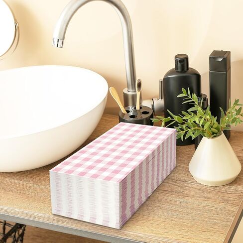 Whaline Terracotta Guest Napkins Buffalo Plaid Disposable Paper Pack 3 Ply Wedding Dinner Hand Napkin Towel for Wedding Birthday Bride Shower Party Supplies Table Decorations, 80Pcs in Saudi Arabia