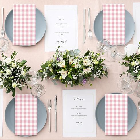 Whaline Terracotta Guest Napkins Buffalo Plaid Disposable Paper Pack 3 Ply Wedding Dinner Hand Napkin Towel for Wedding Birthday Bride Shower Party Supplies Table Decorations, 80Pcs in Saudi Arabia