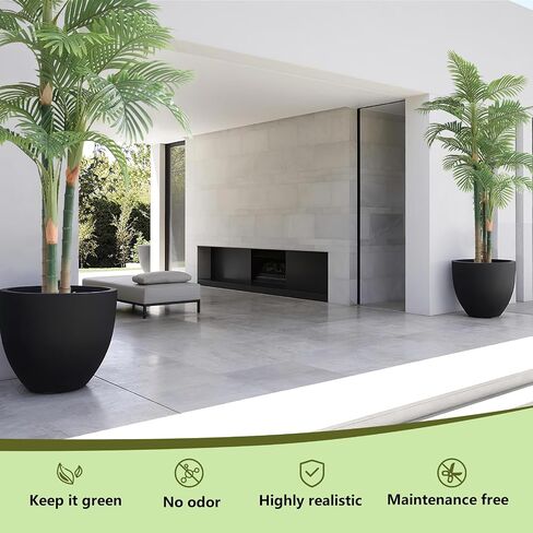 7FT Fake Palm Trees 2pcs, Artificial Golden Cane Palm Tree 84IN, Green Large Tropical Palm Fake Plant in Pot for Indoor Outdoor, Living Room Outside Patio Office Home Decor in Saudi Arabia