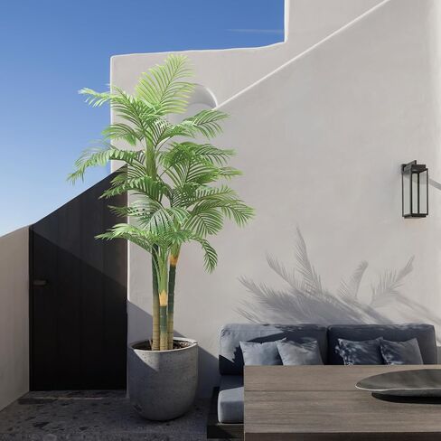 7FT Fake Palm Trees 2pcs, Artificial Golden Cane Palm Tree 84IN, Green Large Tropical Palm Fake Plant in Pot for Indoor Outdoor, Living Room Outside Patio Office Home Decor in Saudi Arabia