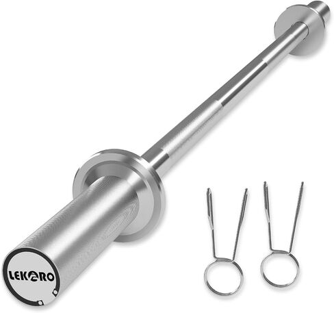 Olympic EZ Curl Barbell Bar, 48-inch Curling Bar, Fits 2-inch Weight Plates, Strength Training Bar for Squats, Hip Thrusts, Bench Press, and Weightlifting, with 2 Spring Collars (350LBS Weight Capacity） in Kuwait