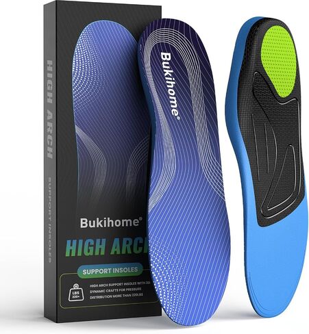 Bukihome Plantar Fasciitis High Arch Insoles，Orthotic Shoe Inserts for Foot Pain Heel Pain Fatigue Relief, Strong Orthotics Anti-Slip Breathable Insoles for Flat Feet, Fit Most Shoes, Men&Women,M in Kuwait