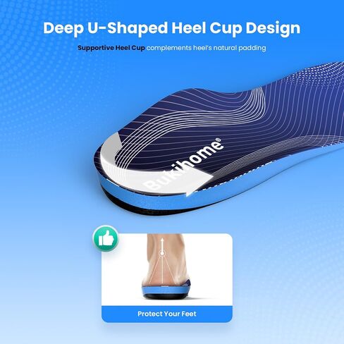 Bukihome Plantar Fasciitis High Arch Insoles，Orthotic Shoe Inserts for Foot Pain Heel Pain Fatigue Relief, Strong Orthotics Anti-Slip Breathable Insoles for Flat Feet, Fit Most Shoes, Men&Women,M in Kuwait