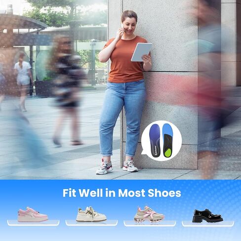 Bukihome Plantar Fasciitis High Arch Insoles，Orthotic Shoe Inserts for Foot Pain Heel Pain Fatigue Relief, Strong Orthotics Anti-Slip Breathable Insoles for Flat Feet, Fit Most Shoes, Men&Women,M in Kuwait