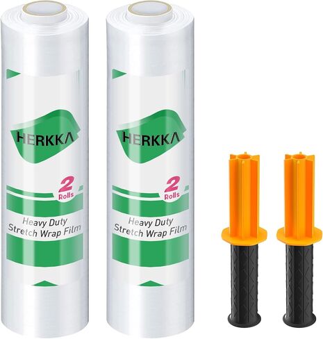 Stretch Film, HERKKA Stretch Wrap with Handles Industrial Strength, Moving Wrapping Plastic Roll, Shrink Wrap for Pallet Wrap, 15" x 1000 Feet, 3 Pack, 60 Gauge in Saudi Arabia