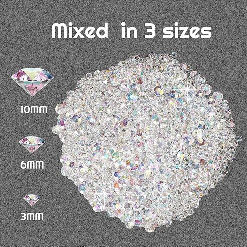 4000 Pcs Multi-Size Combination Wedding Table Scattering Crystal, Plastic Diamond Vase Rock Centerpiece for Vase Fillers Party Tables (AB White) in Saudi Arabia