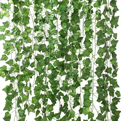 12 Pack Fake Vines for Room Decoration Artificial Ivy Garland with Clips Green Flower Hanging Plants Artificial Green Leaves for Bedroom Aesthetic Decoration Home Garden Wall Wedding in Saudi Arabia