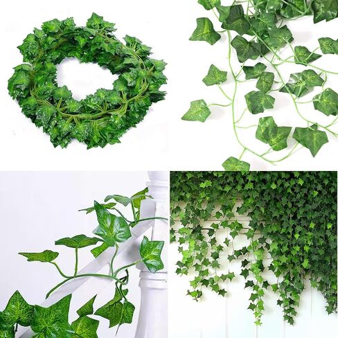 12 Pack Fake Vines for Room Decoration Artificial Ivy Garland with Clips Green Flower Hanging Plants Artificial Green Leaves for Bedroom Aesthetic Decoration Home Garden Wall Wedding in Saudi Arabia