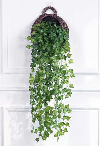 12 Pack Fake Vines for Room Decoration Artificial Ivy Garland with Clips Green Flower Hanging Plants Artificial Green Leaves for Bedroom Aesthetic Decoration Home Garden Wall Wedding in Saudi Arabia