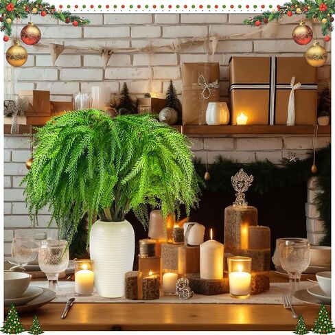 VAIPI 16 قطعة من فروع صنوبر نورفولك للكريسماس 45.72 سم اصطناعية لعيد الميلاد نورفولك من إبر الصنوبر فروع الصنوبر الخضراء وسيقان فروع صناعية لتزيين المنزل والحديقة in Kuwait