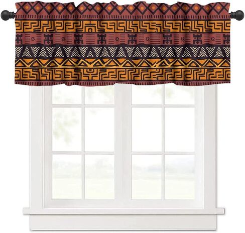 African Tribal Window Valance Curtain African Mud Cloth Pattern Abstract Geometric Ethnic Traditional Window Treatment Valances for Kitchen Dinning Living Room Bedroom 54x18inch in Kuwait