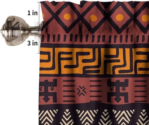 African Tribal Window Valance Curtain African Mud Cloth Pattern Abstract Geometric Ethnic Traditional Window Treatment Valances for Kitchen Dinning Living Room Bedroom 54x18inch in Kuwait