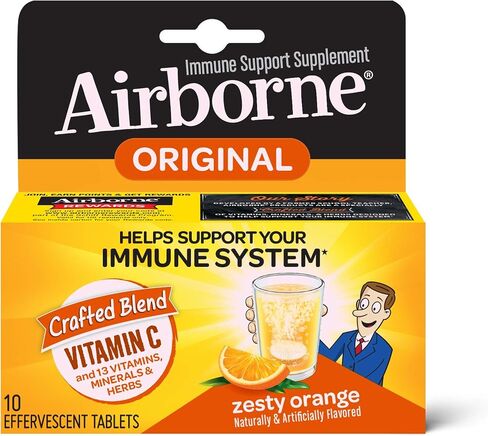Airborne Zesty Orange Effervescent Tablets, 10 count - 1000mg of Vitamin C - Immune Support Supplement (Pack of 3) in Saudi Arabia