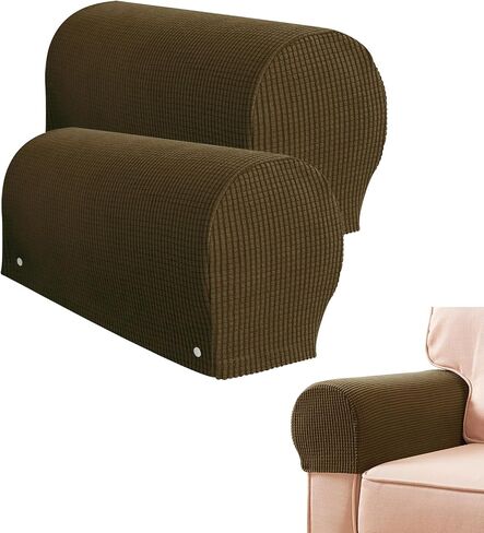 2024 New Stretch Armrest Covers, Spandex Arm Covers for Chairs Couch Sofa Armchair Slipcovers for Recliner Sofa with Twist Pins 2pcs (Coffee) in Saudi Arabia