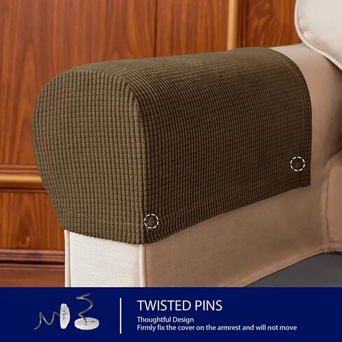 2024 New Stretch Armrest Covers, Spandex Arm Covers for Chairs Couch Sofa Armchair Slipcovers for Recliner Sofa with Twist Pins 2pcs (Coffee) in Saudi Arabia
